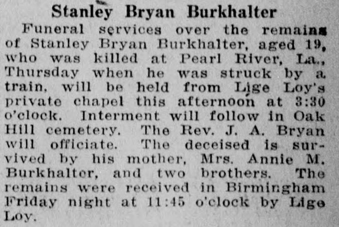Stanley Bryan Burkhalter obituary
